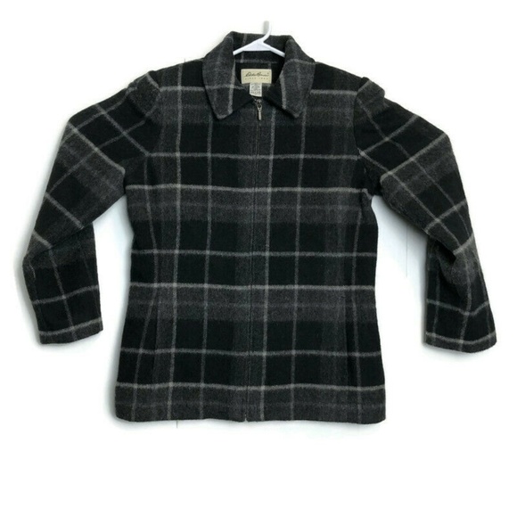 Eddie Bauer Plaid Wool Pea Coat Jacket - Picture 1 of 6